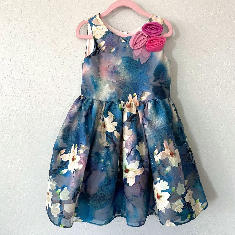 Pippa & Julie Watercolor Floral Party Dress (size 4) Pastourelle